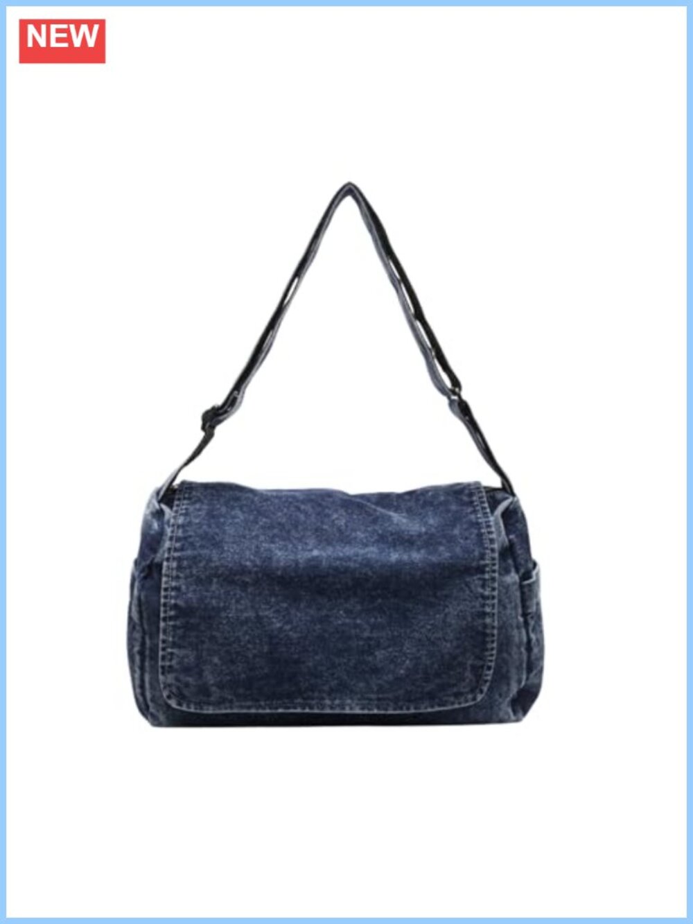 Washed Denim Tote Bag Large Capacity Y2K Crossbody Shoulder Purse with Zipper